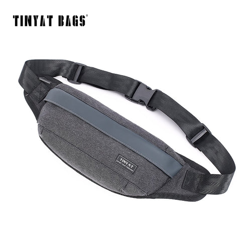 TINYAT Men Shoulder Waist Bag pack Black Canvas Chest Fanny Bag Handbag Belt Bag pack for phone money Women Travel Hip Pack Bum