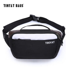 Load image into Gallery viewer, TINYAT Men shoulder Fanny Bag Waterproof Canvas Waist Bag Pack Money Phone Belt Bag pouch Casual Travel Bum Hip Bag T211 Black