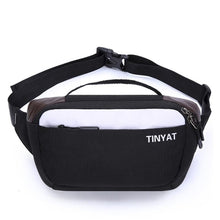 Load image into Gallery viewer, TINYAT Men shoulder Fanny Bag Waterproof Canvas Waist Bag Pack Money Phone Belt Bag pouch Casual Travel Bum Hip Bag T211 Black