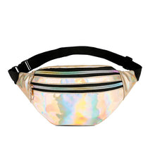 Load image into Gallery viewer, AIREEBAY Holographic Fanny Pack Women Silver Laser Bum Bag Travel  Shiny Waist Bags Fashion Girls Pink Leather Hologram Hip Bag