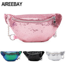 Load image into Gallery viewer, AIREEBAY Women Sequin Fanny Pack Fashion Female Waist Bag 2018 New Chest Pouch Shoulder Bag Glitter Bum Belts Bags Waist Packs