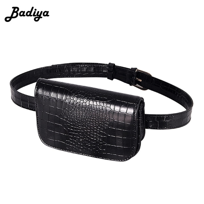 Vintage Waist Bag Women Alligator PU Leather Belt Bag Waist Pack Travel Belt Wallets Fanny Bags Ladies Fit 5.5 inches phones