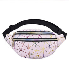 Load image into Gallery viewer, AIREEBAY Holographic Waist Bags Women Pink Silver Fanny Pack Female Belt Bag Black Geometric Waist Packs Laser Chest Phone Pouch