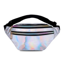 Load image into Gallery viewer, AIREEBAY Holographic Waist Bags Women Pink Silver Fanny Pack Female Belt Bag Black Geometric Waist Packs Laser Chest Phone Pouch