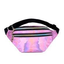 Load image into Gallery viewer, AIREEBAY Holographic Waist Bags Women Pink Silver Fanny Pack Female Belt Bag Black Geometric Waist Packs Laser Chest Phone Pouch