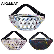 Load image into Gallery viewer, AIREEBAY Holographic Fanny Pack Women Silver Laser Bum Bag Travel Pink Waist Pack Hip Bag Fashion Black Hologram Girl Belt pouch
