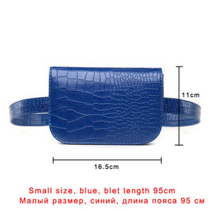 Vintage Waist Bag Women Alligator PU Leather Belt Bag Waist Pack Travel Belt Wallets Fanny Bags Ladies Fit 5.5 inches phones