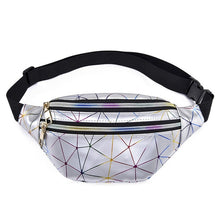 Load image into Gallery viewer, AIREEBAY Holographic Fanny Pack Women Silver Laser Bum Bag Travel  Shiny Waist Bags Fashion Girls Pink Leather Hologram Hip Bag