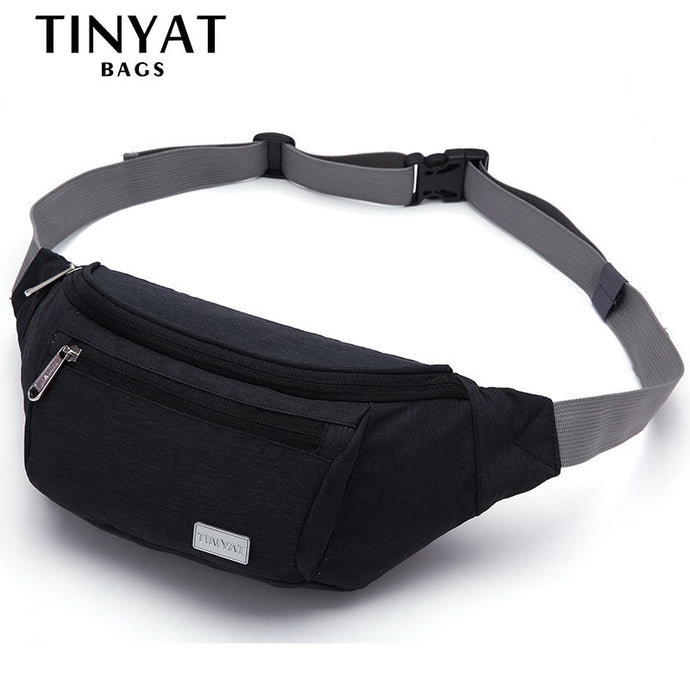 TINYAT Men Waist Bag Pack Travel Phone Belt Bag Pouch for Men Women Casual Shoulder Crossbody Canvas Bag for Belt Unisex Hip Bag