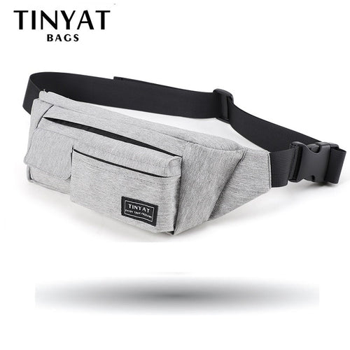 TINYAT Belt bag Men Women Waist bag pack Travel Phone Belt Pouch Multifunctional Fanny bag pack 4 pockets Canvas Casual Hip Bag