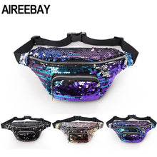 Load image into Gallery viewer, AIREEBAY Women Reversible Sequins Fanny Pack Glitter Waist Bag Female Travel Money Phone Fanny Shoulder Bag Bum Bag 2019 Design