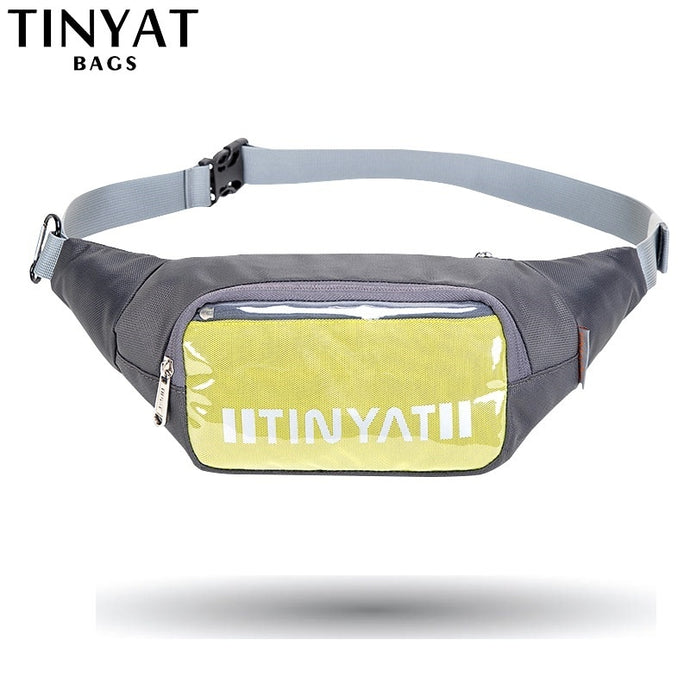 TINYAT Men Waist bag Pack Waterproof Travel Bag for belt Casual Light Belt Bag for Phone Money Canvas bag for waist grey