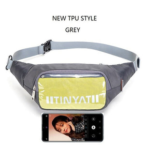 TINYAT Men Waist bag Pack Waterproof Travel Bag for belt Casual Light Belt Bag for Phone Money Canvas bag for waist grey