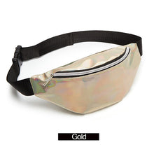 Load image into Gallery viewer, AIREEBAY 2019 New Holographic Waist Bag For Women Pink Gold Black Laser Fanny Pack Belt Bag ladies Bum Bag Unisex Banana Bags