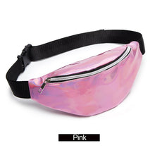 Load image into Gallery viewer, AIREEBAY 2019 New Holographic Waist Bag For Women Pink Gold Black Laser Fanny Pack Belt Bag ladies Bum Bag Unisex Banana Bags