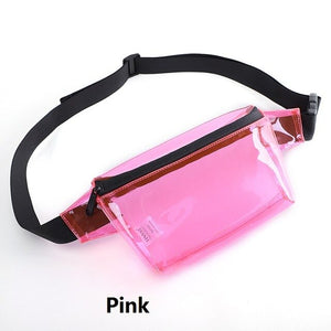 TINYAT Summer women waist bag pack PVC belt bag for phone money Transparent Belt Pouch Female Beach bag Fanny Pink Hip Bag