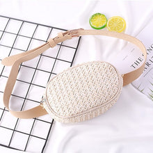 Load image into Gallery viewer, Straw Women Waist Pack Bag Belt Female Handmade Rattan Oval Design Summer Beach Bags Travel Fanny Pack Girl Chest Pack Purses