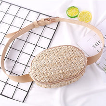 Load image into Gallery viewer, Straw Women Waist Pack Bag Belt Female Handmade Rattan Oval Design Summer Beach Bags Travel Fanny Pack Girl Chest Pack Purses